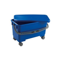 Window Cleaning Oblong Bucket Blue with Lid & Castors 24L