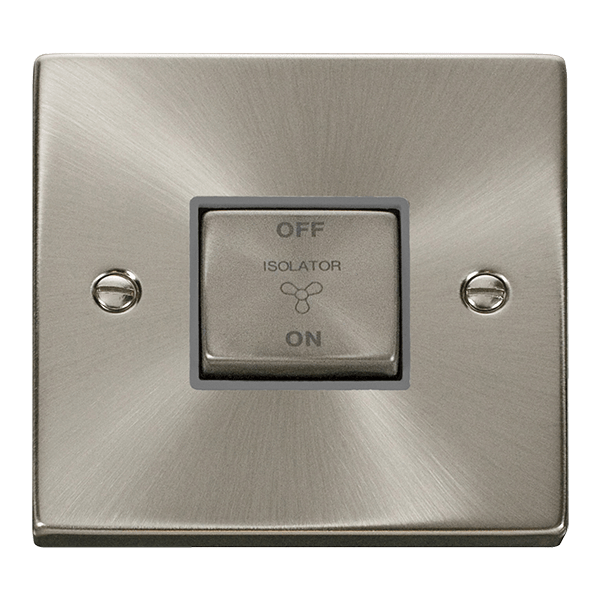 Click Deco 3 Pole Fan Isolator Satin Chrome Grey Insert VPSC520GY