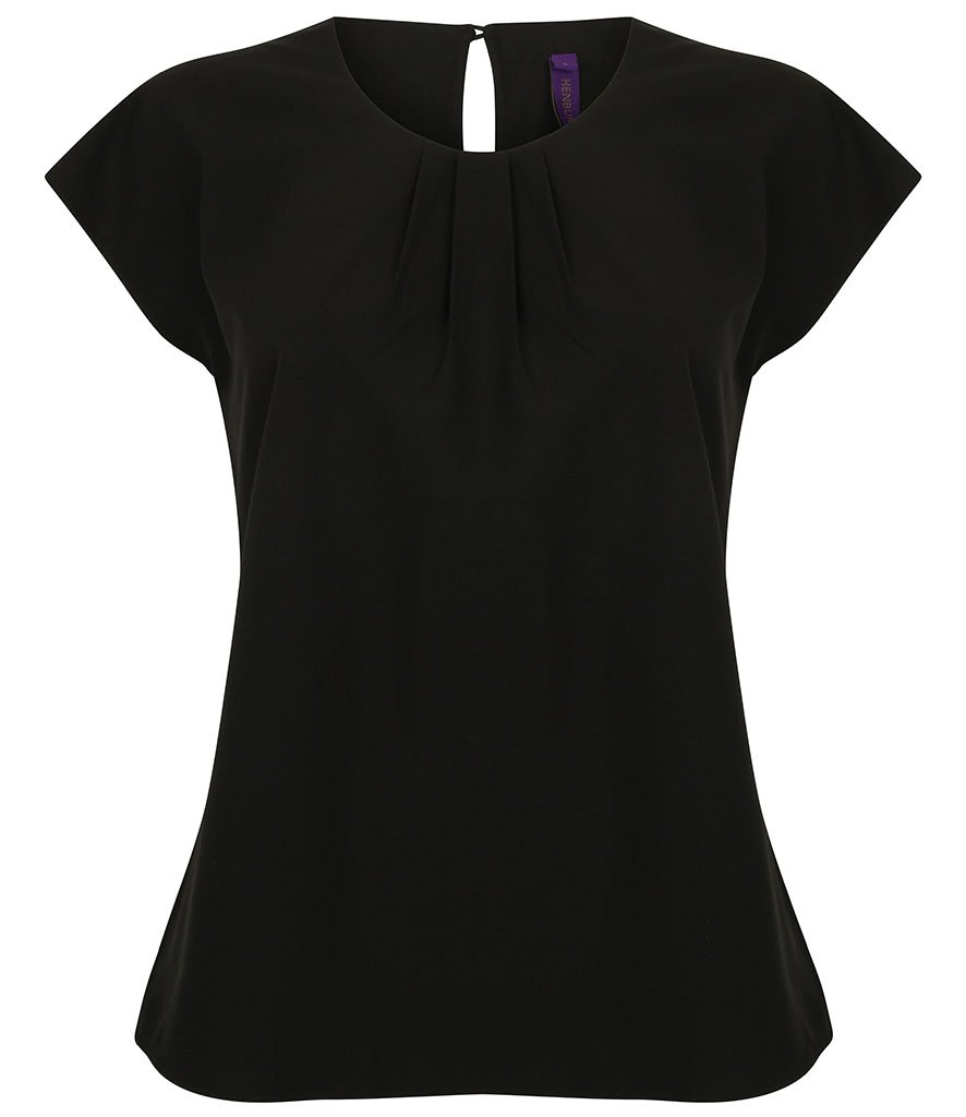 HENBURY LADIES PLEAT FRONT SHORT SLEEVE SHIRT