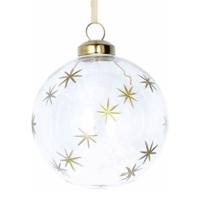 Clear Glass Baubles with Gold Etched Stars