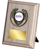 12.5cm Oak Plaque with Black/Gold Trim (V221)