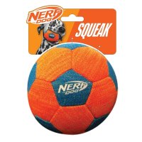 Nerf Dog X-Weave Soccer Squeak Ball 5in  Orange/Blue 1x2