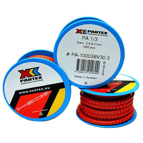 Partex PA 1/3 Black 3 on Orange Coloured Cable Marker (1000)