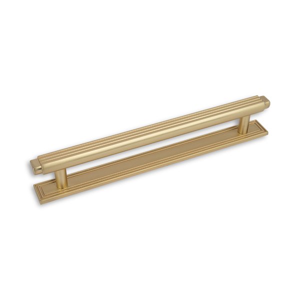 T Bar Handle and Back Plate Satin Brass 160cc - 200mm