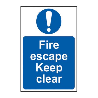 Fire escape Keep clear - 1.2mm Recyclable PP (200 x 300mm)