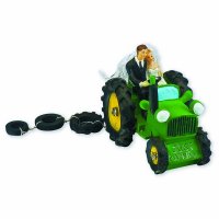 Resin Bride & Groom On Tractor Green - 140 x 90 x 110mm