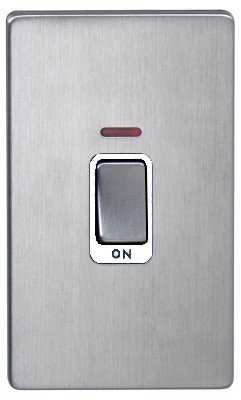 DETA Screwless Tall Cooker switch with neon Satin Chrome White Insert | LV0201.0076