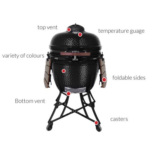 Henley Kamado 24" Charcoal Grill BBQ - Carbon Black 4