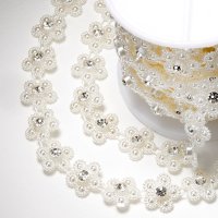Daisy Pearl With Diamante Ivory - 15mm x 5m