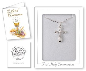 Communion Sterling Silver Cross Necklet   (C69389)