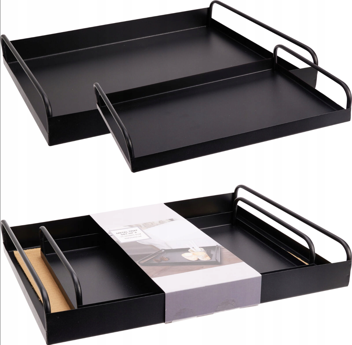 Serving Tray Set of 2 Black Colour
