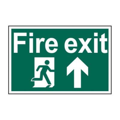 Fire exit running man arrow up - 1.2mm Recyclable PP (300 x 200mm)
