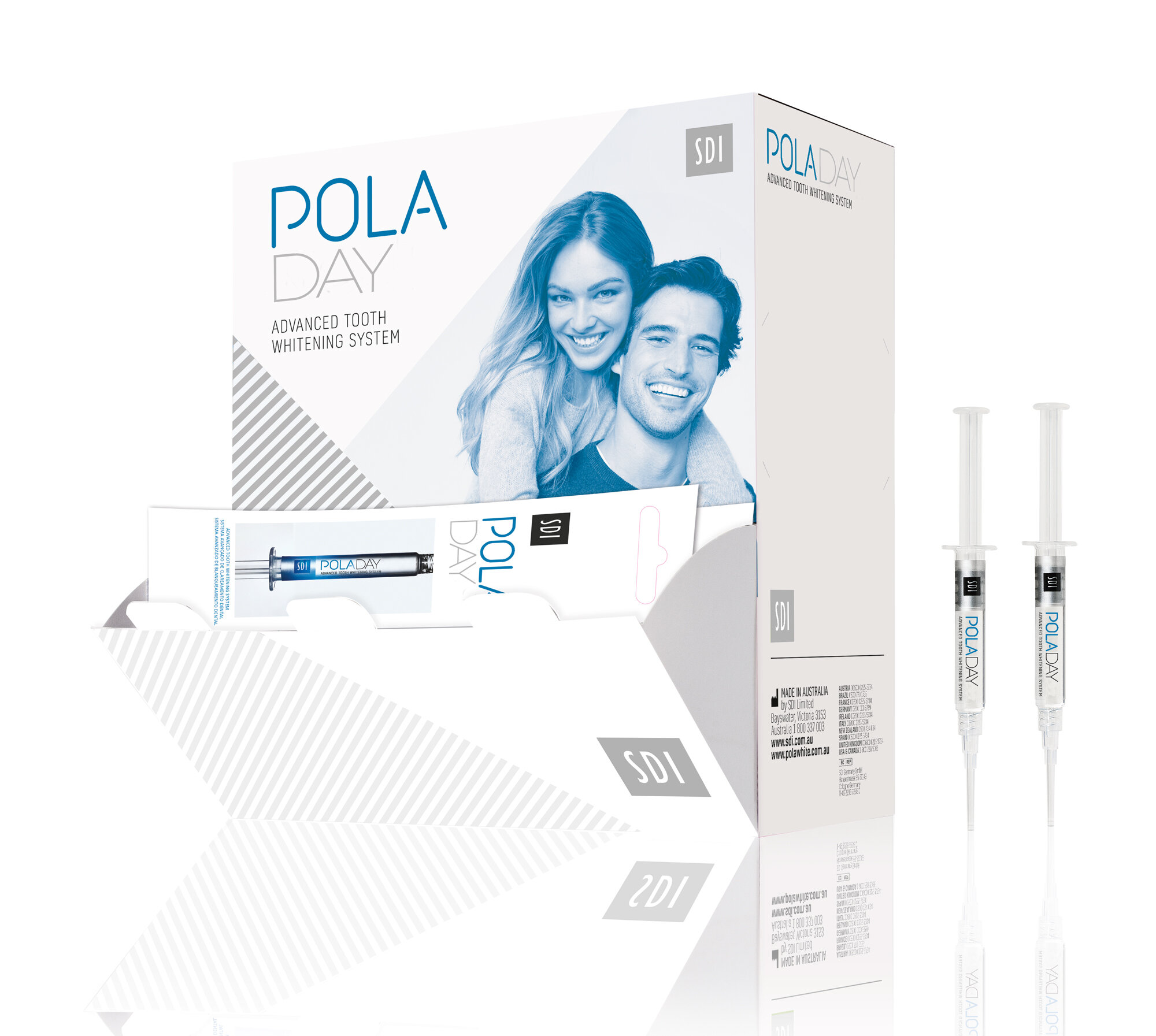 SDI Pola Day HP Syringes Dispenser Pack - 50 x 3g 6% HP Available from DMI Dental Supplies.