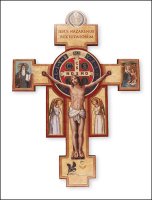 St.Benedict Wood Cross/ 6 inch Gold Highlights   (10177)