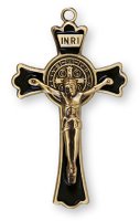 Metal/Black Enamel Benedict Crucifix 3 inch   (1225/BLACK)