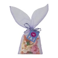 Organza bunny ears bag of foiled milk choc mini eggs - 15x150g