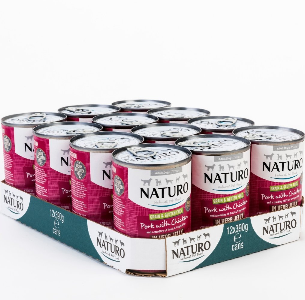 Naturo Adult Grain & Gluten Free Pork with Chicken in Herb Jelly Tins