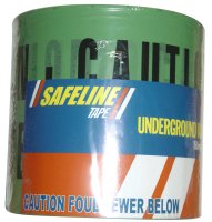 Warning Tape 150mm x 365 Metre Roll 'Sewer Below' Green