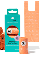 Adios Zero Plastic Poo Bags PINK 4 x Rolls / 60 Bags Handled x 1