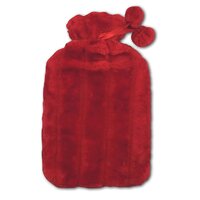 Life Hot Water Bottle Fur Cover Red 1.8L