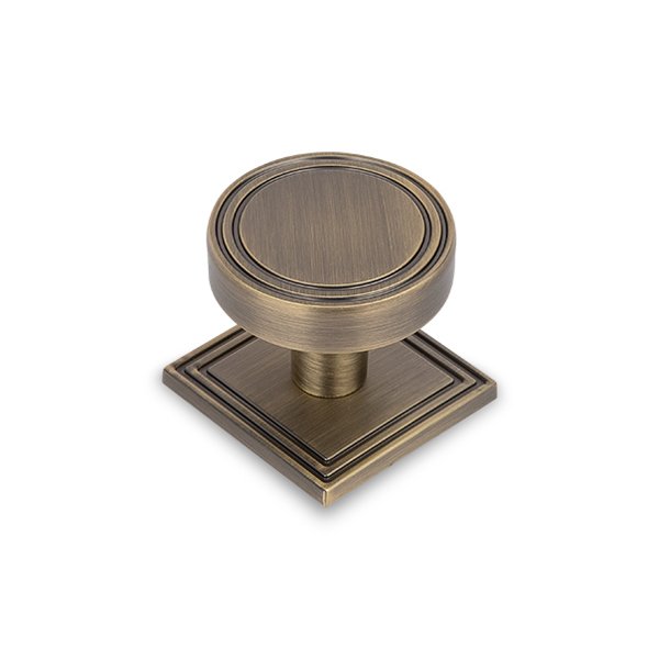 Round Knob and Back Plate Antique Brass 37mm Diameter