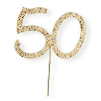 Diamante "50th" On Stem Gold - 4.5 x 5.5cm