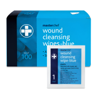 Masterchef Saline Wound Cleansing Wipes, 100/Box, Blue