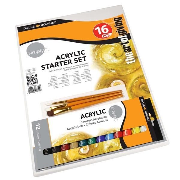 Daler Rowney Simply Acrylic Starter Set (16 Pieces)