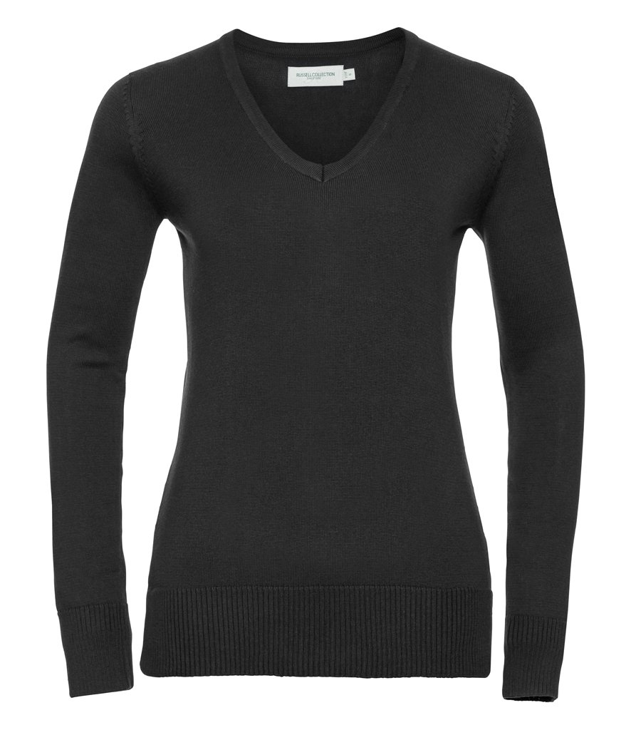 Russell Collection Ladies V Neck Knitted Pullover