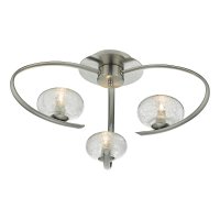 LEIGHTON 3LT SEMI-FLUSH SATIN CHROME AND SUGARCANE GLASS