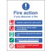 Fire action 150x200mm adhesive backed