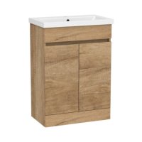 Tucker French Chiltern 600mm Slim Depth Floor Standing Two Door Basin Unit Nebraska Oak