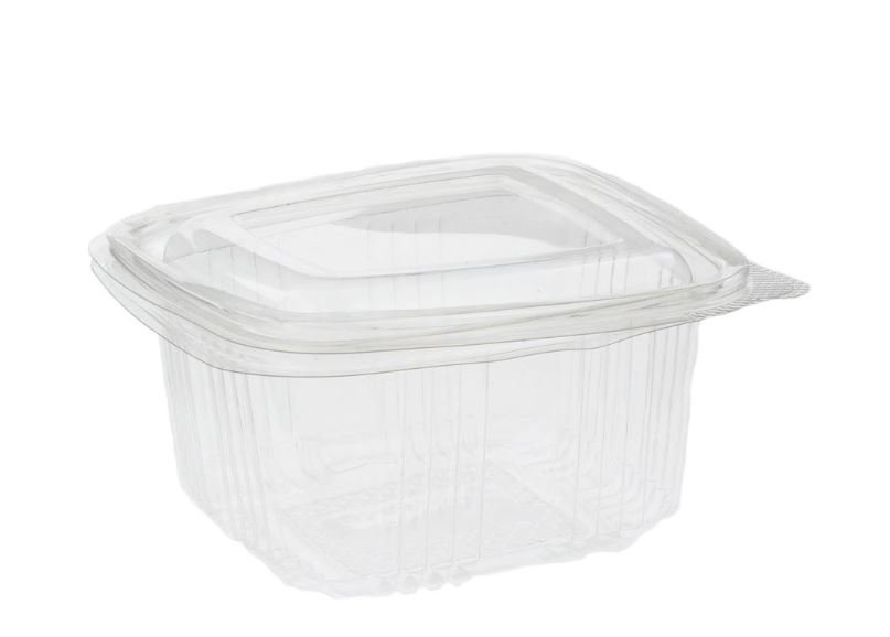 1000ml Square Plastic Deli Container - Hinged Lid