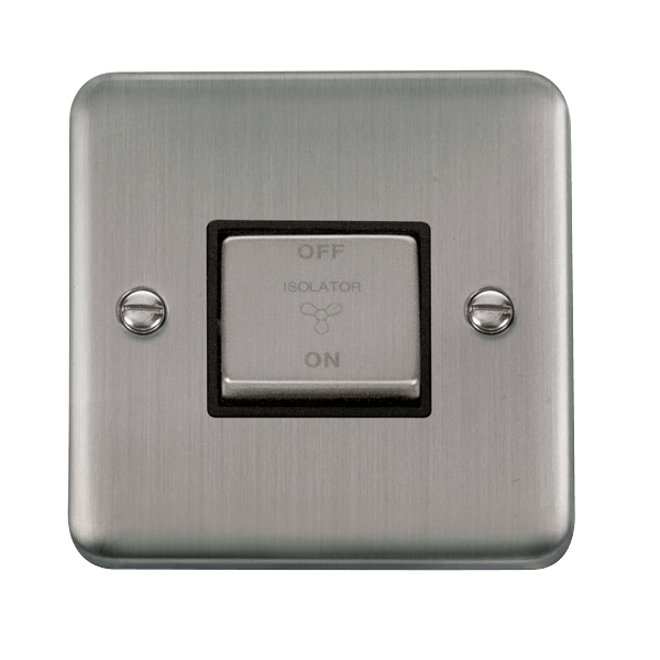 Click Deco Plus 3 Pole Fan Isolation Switch Stainless Steel Black Insert DPSS520BK