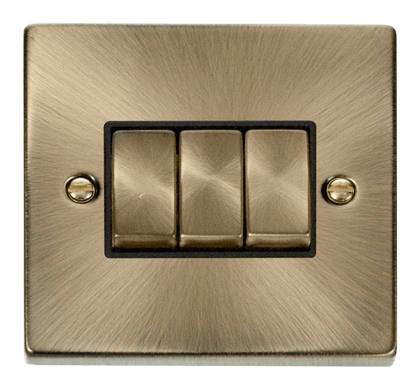 Click Deco 3G 2W Switch Antique Brass Black Insert VPAB413BK