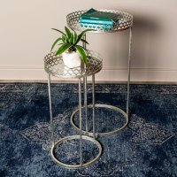 RIDGLEY S/2 ACCENT ROUND MIRRORED TABLES SILVER | TH5132DS