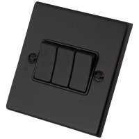 Black Metal 3 Gang 2 Way Switch 6082-004