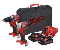 Milwaukee M18CBLPP2F-302X 2pc 18v Combo Kit Includes M18 CBLPD 2 Speed 60Nm Brushless Combi Drill & M18 CBLID180Nm Brushless Impact Driver C/W 2 x 3.0Ah Li-ion Batteries & Charger In Kitbox