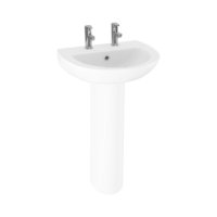 Tucker French Pro 450mm Two Taphole Basin with Full Pedestal