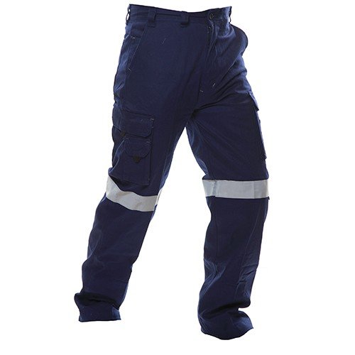 Cargo Trousers, 280gsm, Navy, Reflective