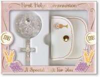 Communion Glass Rosary/Crystal with Purse   (C61866)