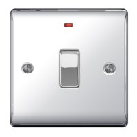 NEXUS POLISHED CHROME 20A DOUBLE POLE SWITCH WITH INDICATOR