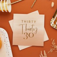 Gold Foiled 'Thirty' Paper Napkins - Pack of 16