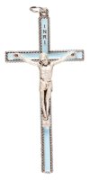 Metal/Blue Enamel Crucifix 3 1/2  inch   (10205)