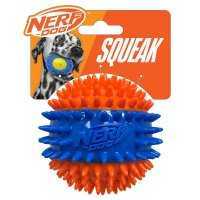 Nerf Dog TPR 3-Part Spike Squeak Ball 2.7in Orange/Blue 1x2