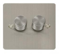 2 GANG  2W 400W DIMMER FLAT SCREWED STAINLESS STEEL