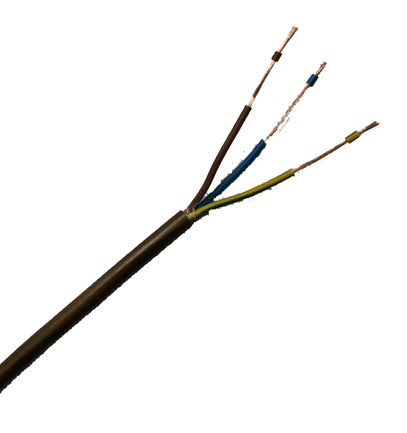 1 Meter 3-Core Gold Brass Table Lamp Flex Cable - 0.75mm, 6 Amp, Round (2183Y Standard)