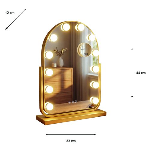 Hollywood Bulb Arch Vanity Mirror &ndash; Gold  3