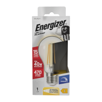 ENERGIZER LED 4W (40W) 470 LUMENS E27 FULL GLASS FILAMENT GLS WARM WHITE 2700K DIMMABLE