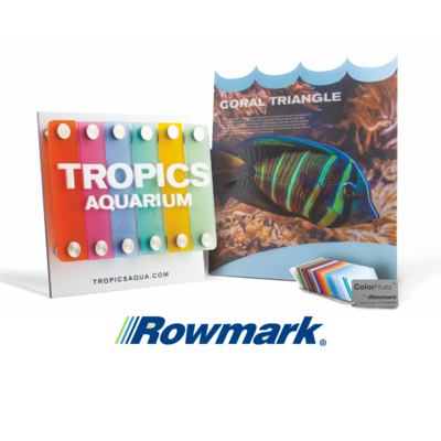Tropics Aquarium sign display with multi-coloured translucent Rowmark ColorHues acrylic panels